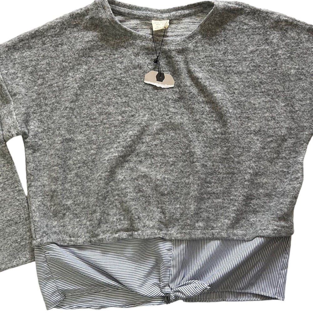 Zara Girls Casual Collection Heather Gray Fleece Shirt w/Layered Faux Blouse - Picture 3 of 9